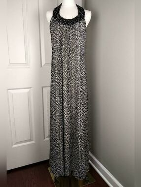 Diane Von Furstenberg Beaded Halter Maxi Dress